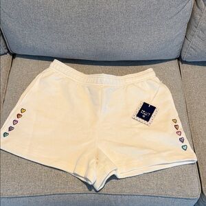 Roller Rabbit Cream Heart-Patterned Athletic Shorts